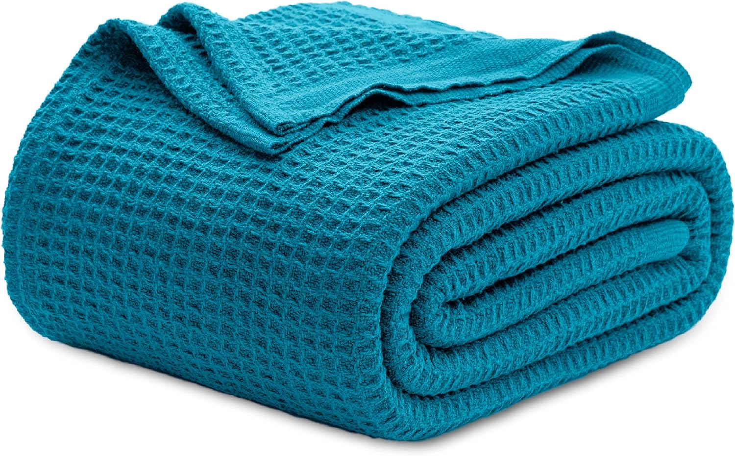 Bedsure 100% Cotton Blanket King Size for Bed - Cooling Breathable and Soft for Summer, Thick Cozy Waffle Weave Blanket Gifts for Women, White