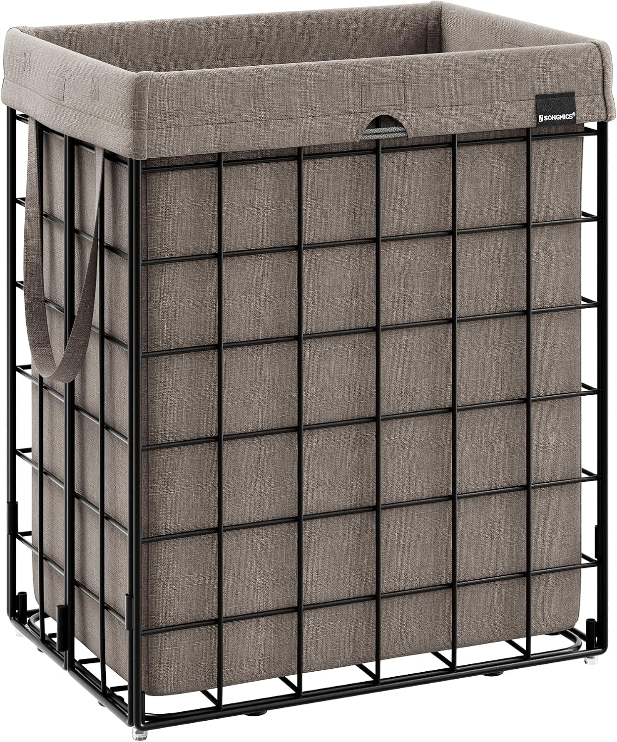 SONGMICS Laundry Hamper, 23.8 Gal. (90L) Laundry Basket, Collapsible Clothes Hamper, Black and White ULCB190W01