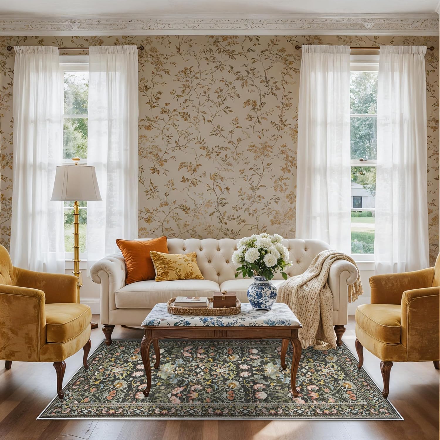 HY HAO YUN LAI Washable Large 9x12 Area Rug: Living Room Oriental Non Slip Soft Rugs Indoor Low Pile Stain Resistant Carpet for Bedroom Dining Room