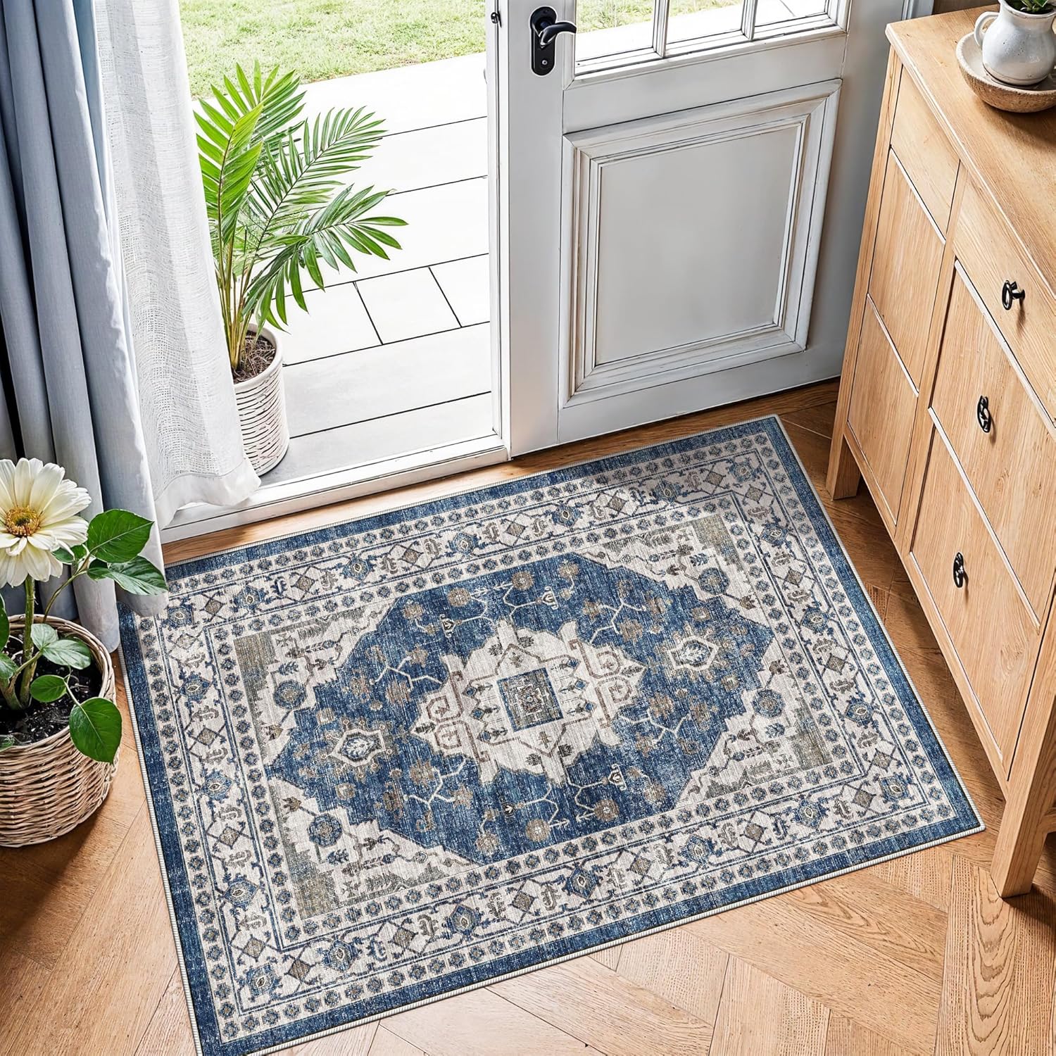 HY HAO YUN LAI Washable Large 9x12 Area Rug: Living Room Oriental Non Slip Soft Rugs Indoor Low Pile Stain Resistant Carpet for Bedroom Dining Room