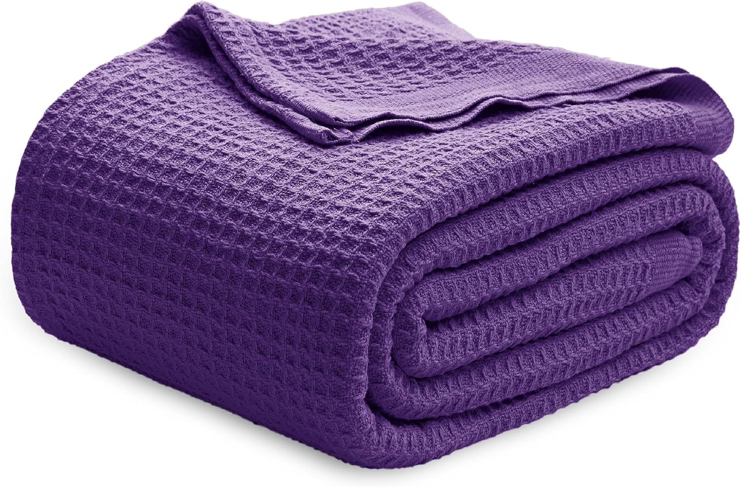 Bedsure 100% Cotton Blanket King Size for Bed - Cooling Breathable and Soft for Summer, Thick Cozy Waffle Weave Blanket Gifts for Women, White