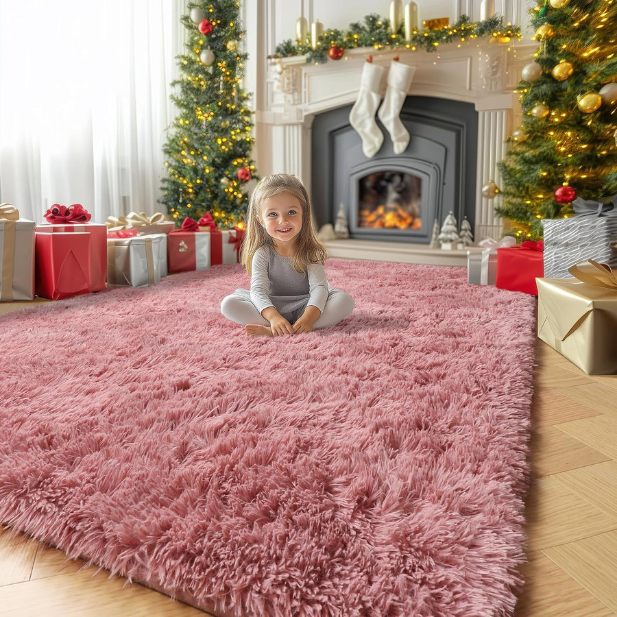 Amdrebio Grass Green Rugs for Living Room Bedroom Decor Aesthetic, 9x12 Large Fluffy Shag Area Rug for Kids Room Baby Nursery Teen Girls Boys