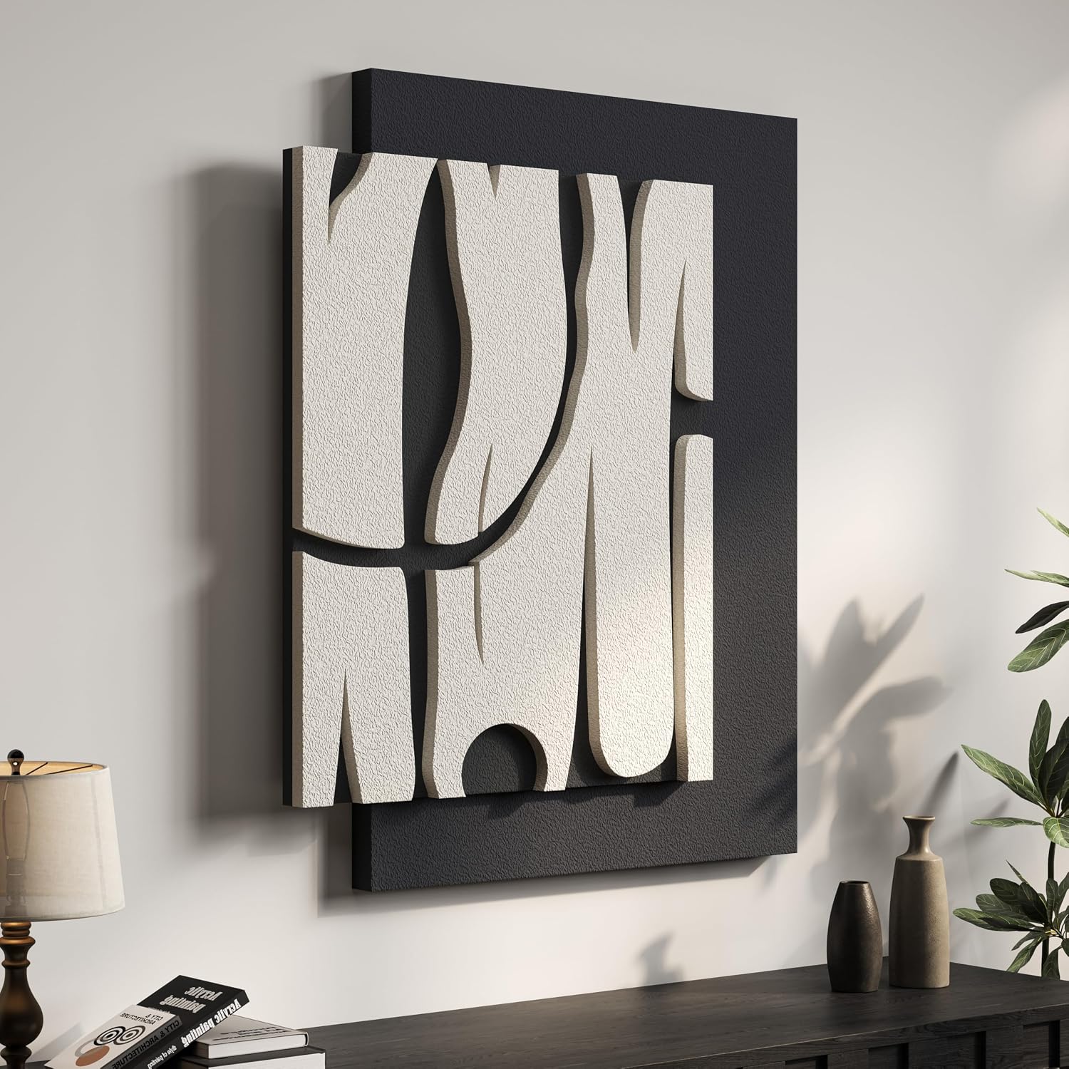 3D Wood Textured Large Neutral Abstract Wall Art, Modern Beige Brown Geometric Paintings Artwork for Walls-Minimalist Wooden Wall Art Decor for Living