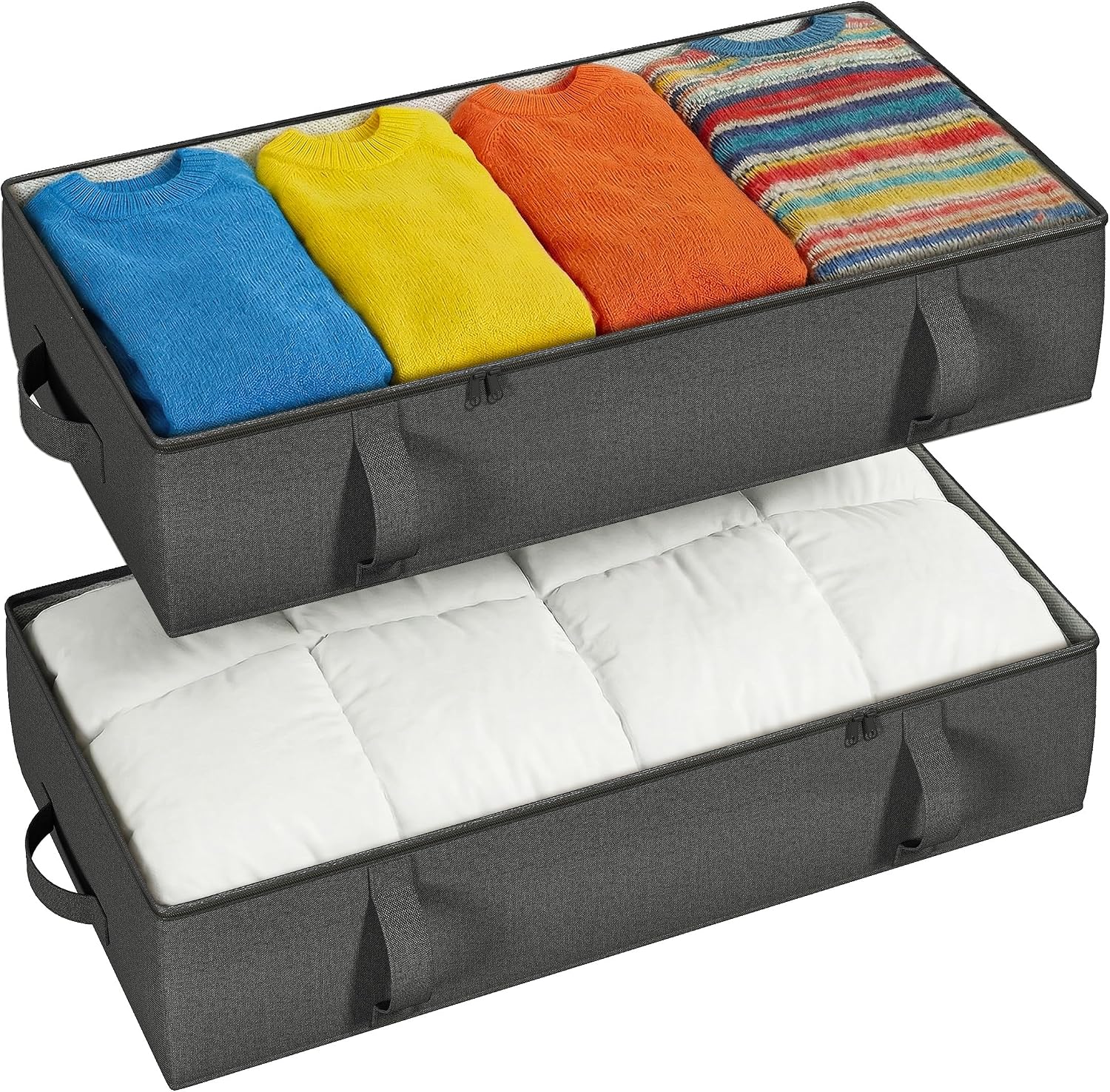 TidyCorner 2-Pack Under Bed Storage Containers, 4.5 Inches Tall Low Profile Underbed Clothes Storage Organizer Bin with Sturdy Sidewalls/Bottom