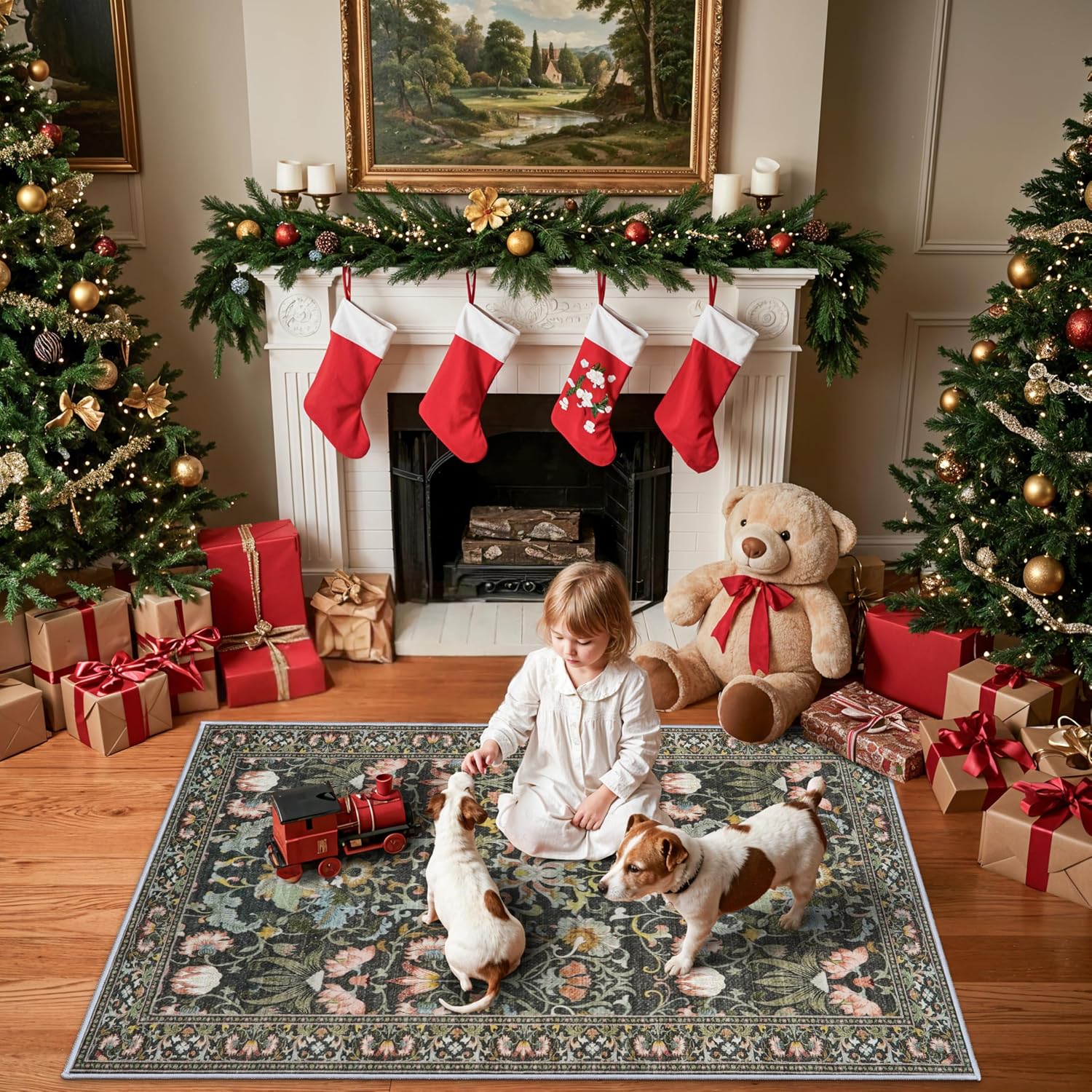HY HAO YUN LAI Washable Large 9x12 Area Rug: Living Room Oriental Non Slip Soft Rugs Indoor Low Pile Stain Resistant Carpet for Bedroom Dining Room