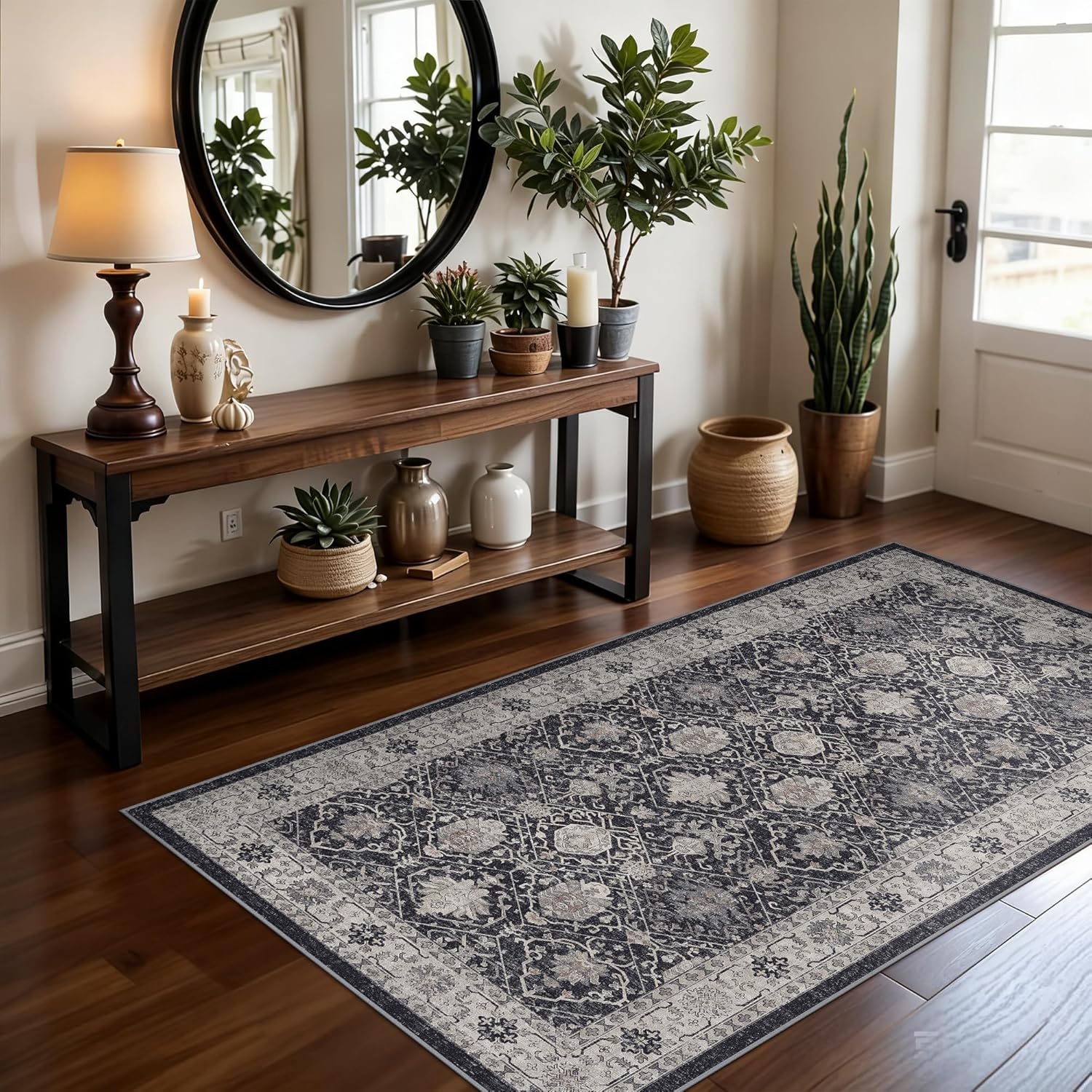HY HAO YUN LAI Washable Large 9x12 Area Rug: Living Room Oriental Non Slip Soft Rugs Indoor Low Pile Stain Resistant Carpet for Bedroom Dining Room