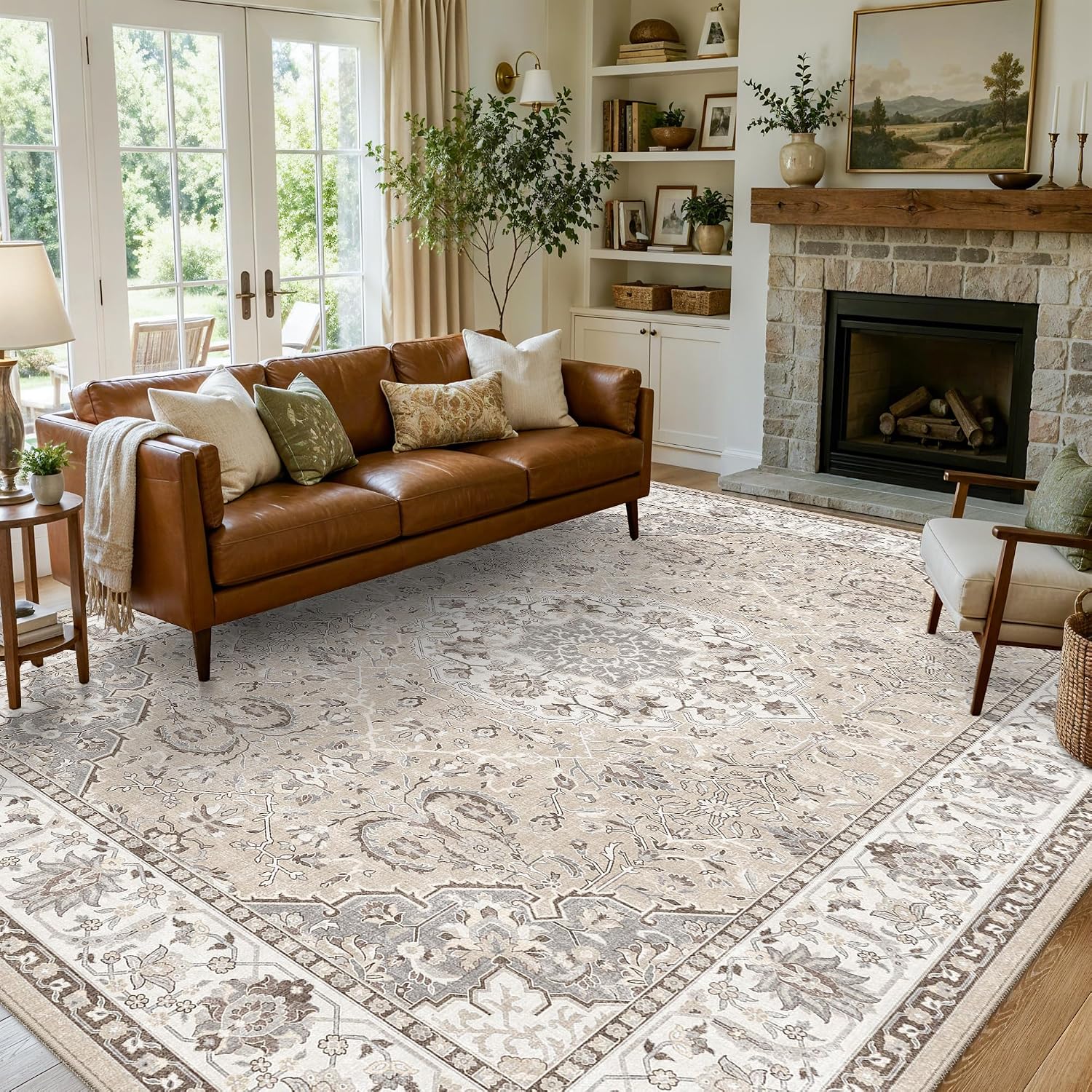HY HAO YUN LAI Washable Large 9x12 Area Rug: Living Room Oriental Non Slip Soft Rugs Indoor Low Pile Stain Resistant Carpet for Bedroom Dining Room