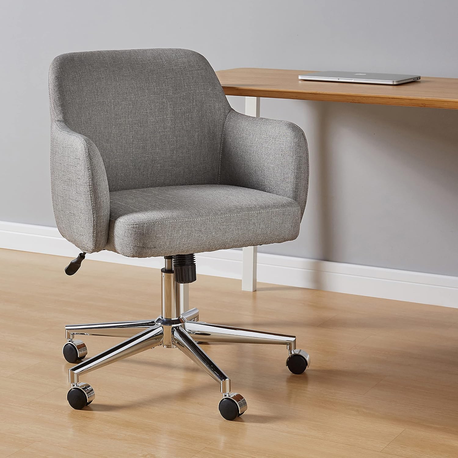 Amazon Basics Modern Home Office Desk Chair with Adjustable Height, 360 Degree Swivel, Smooth-Rolling Wheels, High-Density Foam Cushioning, Light Gray