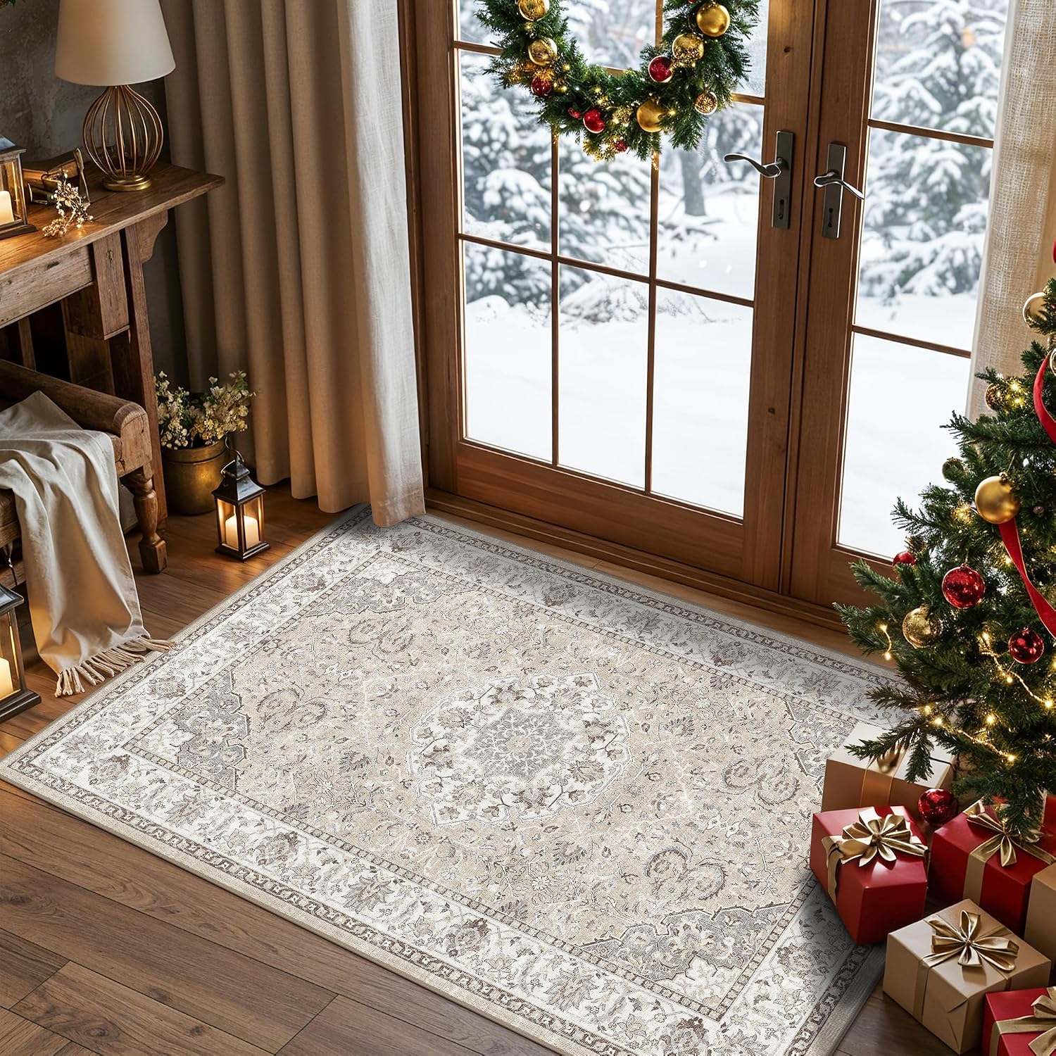 HY HAO YUN LAI Washable Large 9x12 Area Rug: Living Room Oriental Non Slip Soft Rugs Indoor Low Pile Stain Resistant Carpet for Bedroom Dining Room