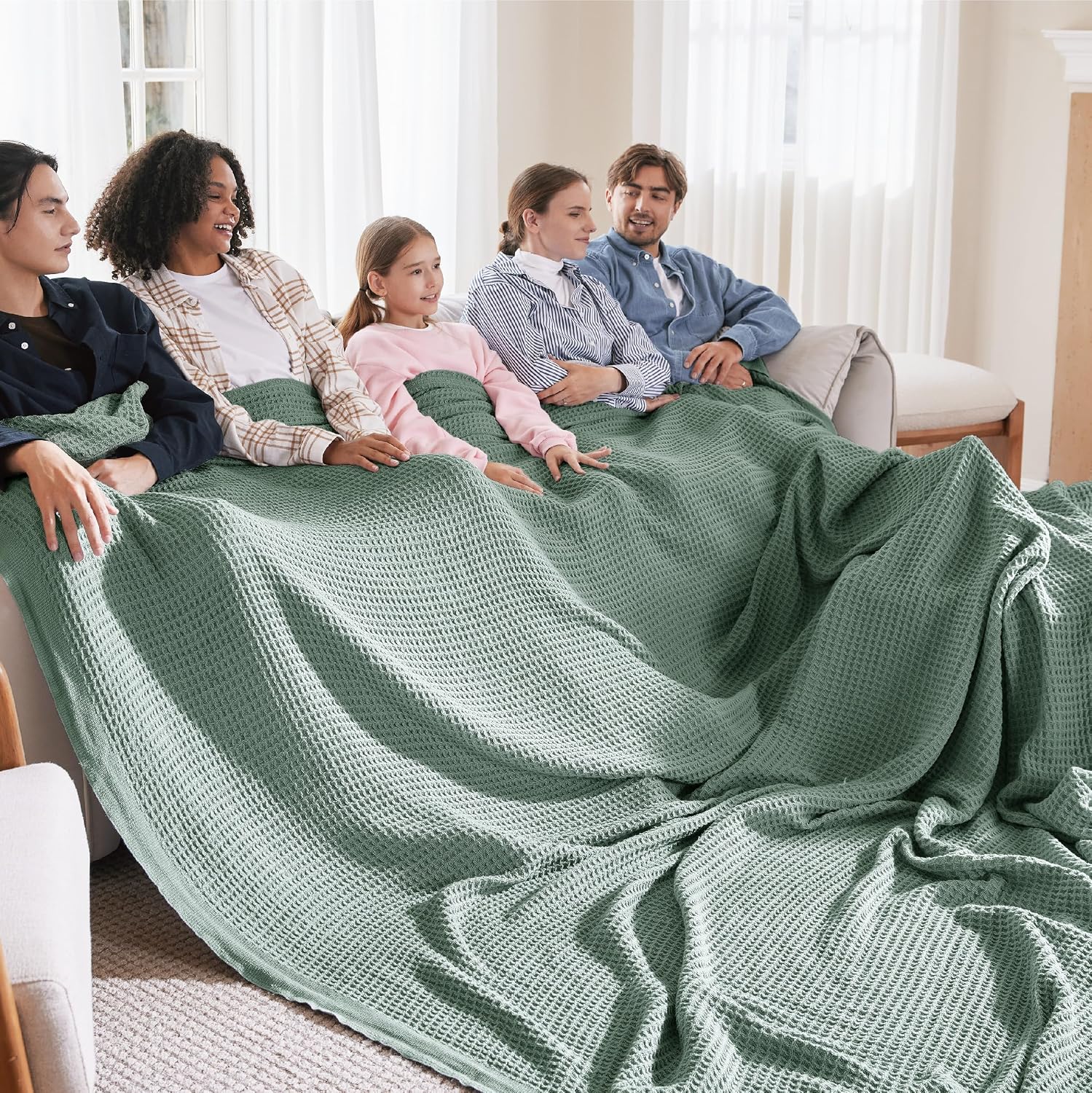 Bedsure 100% Cotton Blanket King Size for Bed - Cooling Breathable and Soft for Summer, Thick Cozy Waffle Weave Blanket Gifts for Women, White