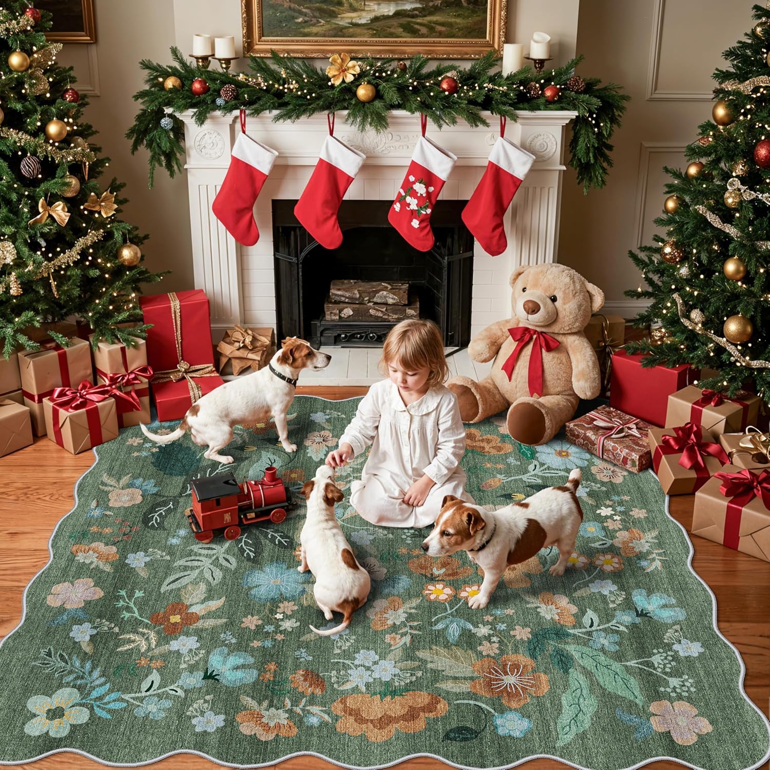 HY HAO YUN LAI Washable Large 9x12 Area Rug: Living Room Oriental Non Slip Soft Rugs Indoor Low Pile Stain Resistant Carpet for Bedroom Dining Room