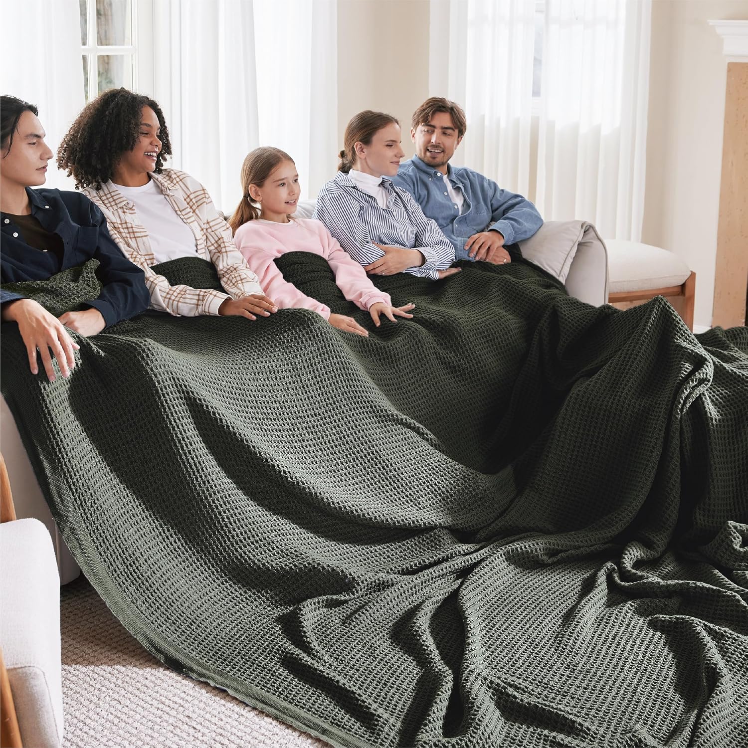 Bedsure 100% Cotton Blanket King Size for Bed - Cooling Breathable and Soft for Summer, Thick Cozy Waffle Weave Blanket Gifts for Women, White