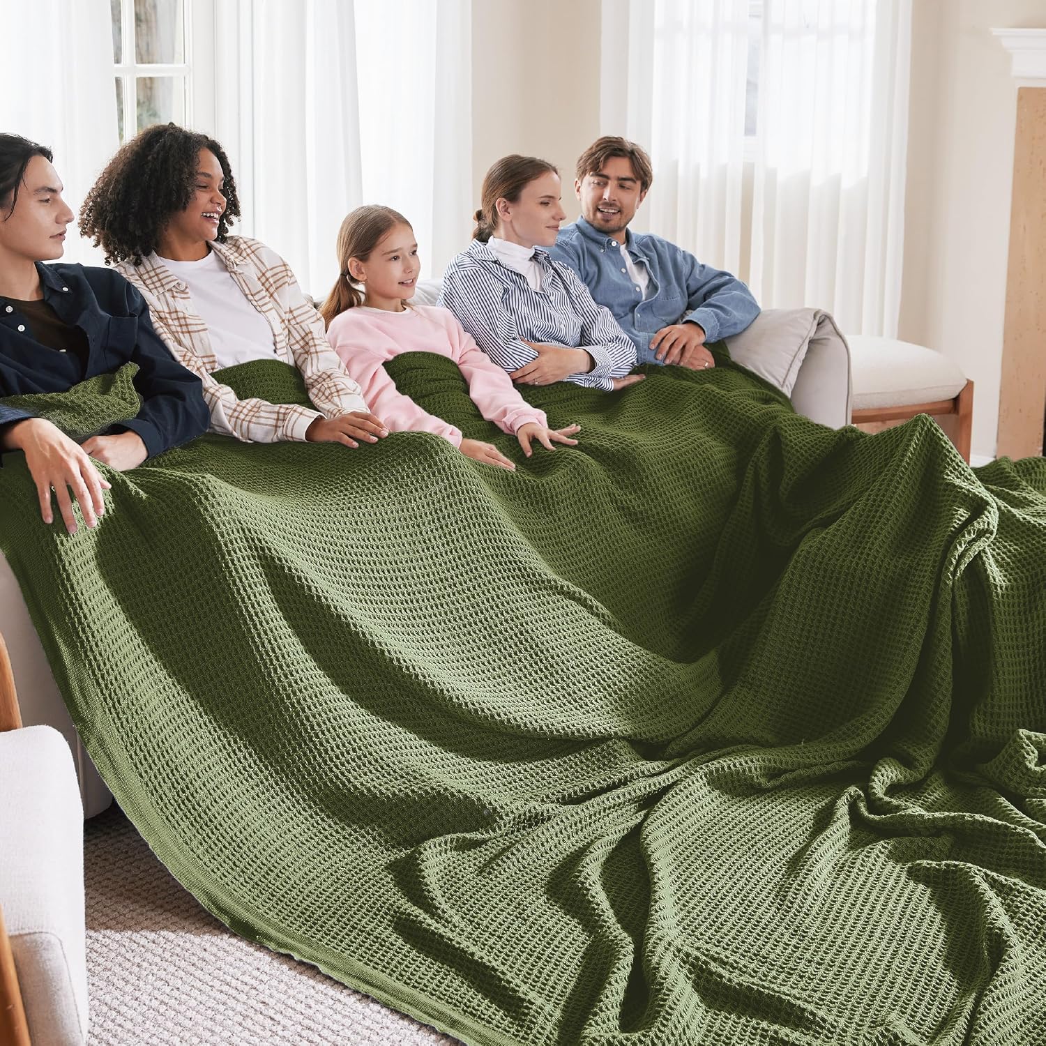 Bedsure 100% Cotton Blanket King Size for Bed - Cooling Breathable and Soft for Summer, Thick Cozy Waffle Weave Blanket Gifts for Women, White